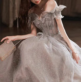 BXOXO Gorgeous Evening Dresses Strapless Off Shoulder Sequin Beaded Bandage Shiny Slim A-Line Backless Floor-Length Wedding Party Gown